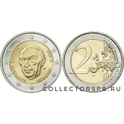 Монета 2 евро 2026 год. Германия. Конрад Аденауэр. 