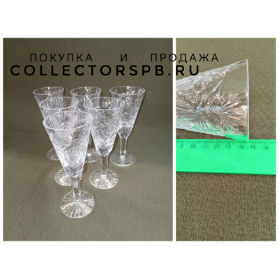 Бокалы, фужеры 6 штук. Хрусталь СССР. h = 14,7 см. 