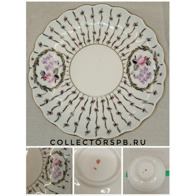 Сухарница, блюдо из сервиза "Розовая роза". Фарфор ЛФЗ СССР. Роспись. 