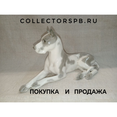 Статуэтка собака Дог. Фарфор ЛФЗ СССР. 