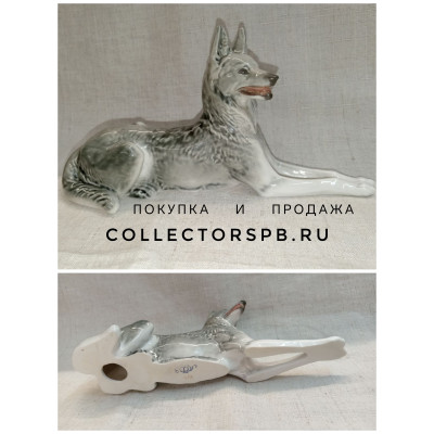 Статуэтка собака овчарка. Фарфор ЛФЗ СССР. Роспись. В отличном состоянии. 