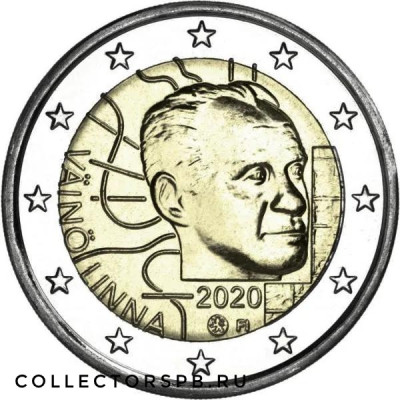 Монета 2 евро 2020 год. Финляндия.  100 лет со дня рождения Вяйнё Линна.