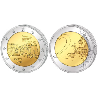Монета 2 евро 2016 г. Мальта. Доисторический комплекс. Джгантия.