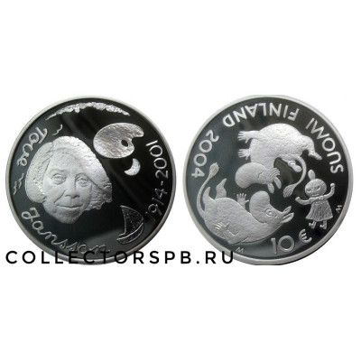 Монета 10 евро 2004 год. Финляндия. Туве Янсон. Серебро. 