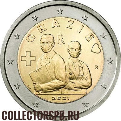 Монета 2 евро 2021 год. Италия. Медики. 