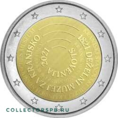 Монета 2 евро 2021 год. Словения. 200-летие основания Провинциального музея Крайны. 