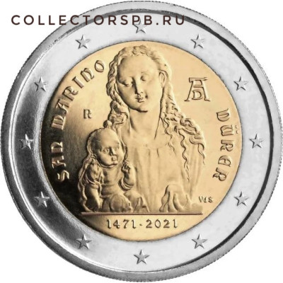 Монета 2 евро 2021 год. Сан-Марино. Дюрер. 