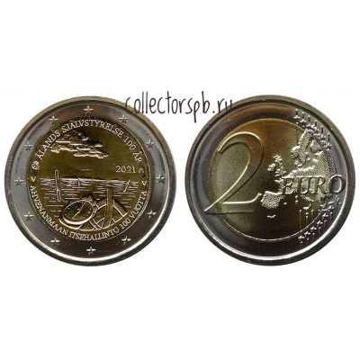 Монета 2 евро 2021 год. Финляндия. 100 лет самоуправления в Аландском регионе. 