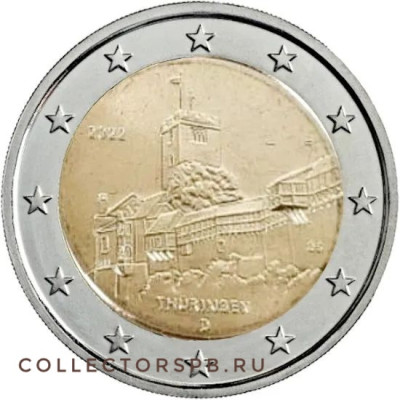 Монета 2 евро 2022 год. Германия. Тюрингия. 