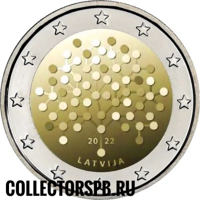 Монета 2 евро 2022 год. Латвия. Финансовая грамотность. 