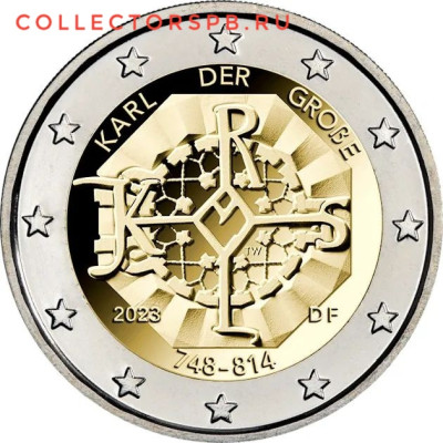 Монета 2 евро 2023 год. Германия. 1275 лет со дня рождения Карла Великого. 