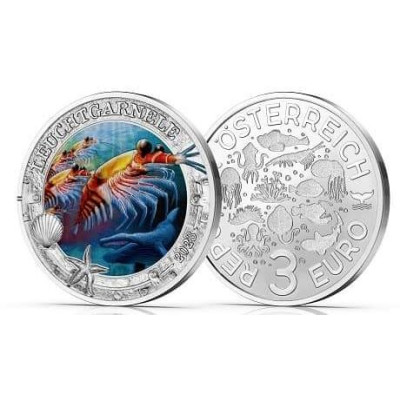 Монета 3 евро 2023 год. Австрия. Арктический криль. 