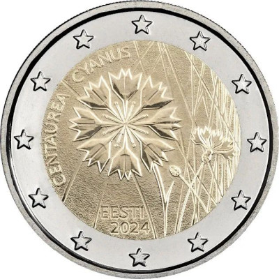 Монета 2 евро 2024 год. Эстония . Василек. 