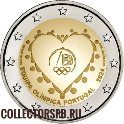 Монета 2 евро 2024 год. Португалия. Олимпийская сборная. 