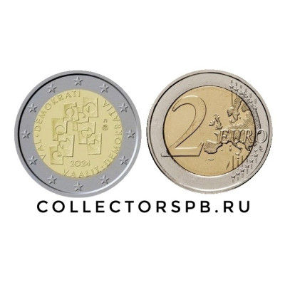 Монета 2 евро 2024 год. Финляндия. Выборы как основание демократии.  Монета 2 евро 2024 год. Финляндия. Выборы как основание демократии.