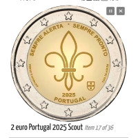 Монета 2 евро 2025 год. Португалия. Международное скаутское и молодежное движение. 
