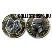 Монета 2 фунта 2025 год. Гибралтар. Рождество. Карл III. 