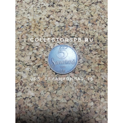 Монета 5 сантимов 1922 год. Латвия (Первая Республика). 