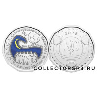 Монета 50 центов 2026 год. Кюрасао. Голубая волна (Отбор национальной сборной на ЧМ по футболу 2026).