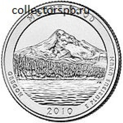 Монета 25 центов 2010 года. США. Из серии "Национальные парки". № 5. "Национальный лес Маунт Худ. Орегон".