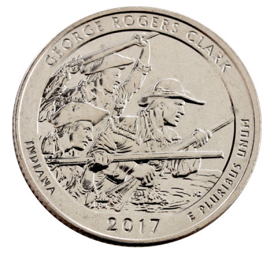 Монета 25 центов 2017 г. США. №40. "Национальный исторический парк имени Джорджа Р. Кларка"