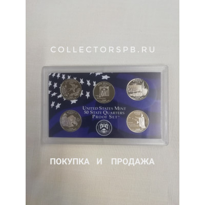 Годовой Набор монет 25 центов 2008 год. США. Квотеры. Из серии штаты. В твердом пластике. 