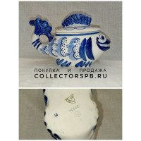 Шкатулка "Рыба". Фарфор СССР. Гжель. В отличном состоянии.