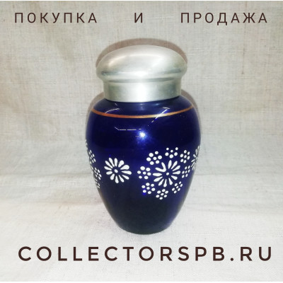 Чайница. Кобальтовое (синее) стекло, металл. . СССР. 