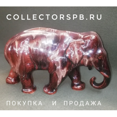 Статуэтка Слон,  мамонт. Обливная керамика. Советский период. 