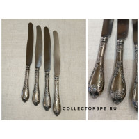 Ножи столовые 4 штуки. СССР. Мельхиор, посеребрение. 