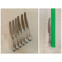 Набор из 6 ножей. Мельхиор, посеребрение. СССР. Лезвие нержавейка. Длина: 21 см.