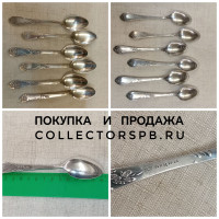 Ложки чайные 6 штук. ЗiШ. Мельхиор, посеребрение. СССР. Длина: 14,3 см. 