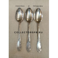 Три столовые ложки. Мельхиор, посеребрение. СССР. ЗiШ. Длина: 21 см. В отличном состоянии.