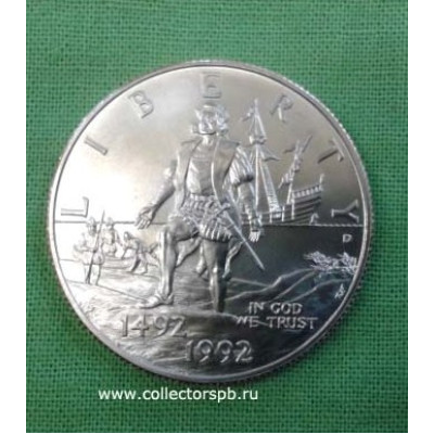 Монета США 1992год  0,5 доллара Колумб
