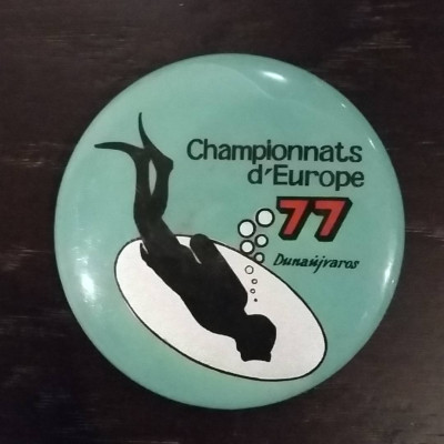 Значок "Чемпионат Европы 1977 по подводному спорту" в городе Дунауйварош Венгрия. (1)